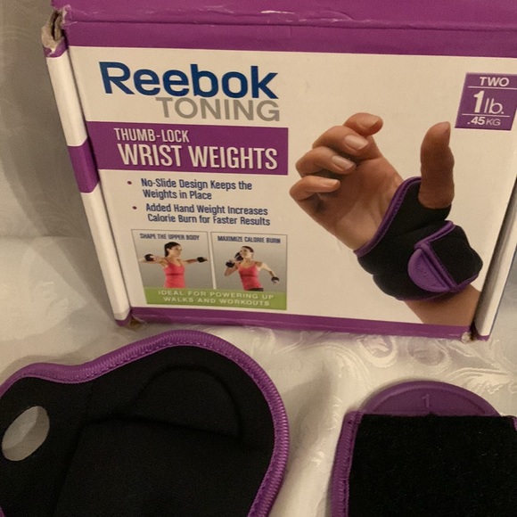 Workout set, Sliding Core Discs & Reebok toning Thumb lock wrist weights 1lbs. - Picture 6 of 11